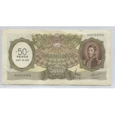 ARGENTINA COL. 555a BILLETE RESELLO 50 PESOS LEY 18.188 BOT 2216 SIN CIRCULAR UNC